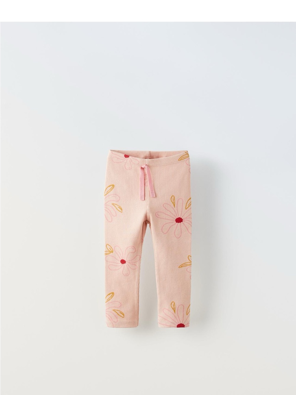 Zara Pink Floral Doodle Leggings with Yellow Accents